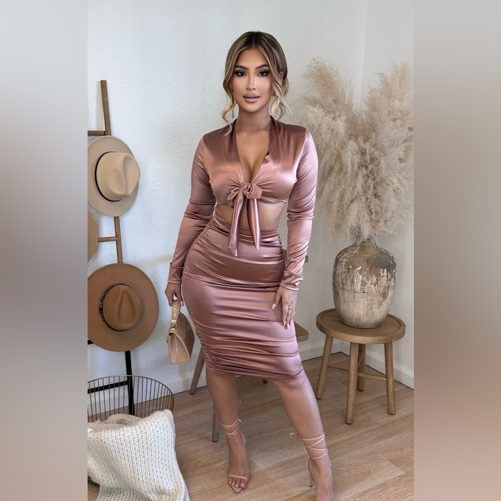 Elegant Satin Tie-Front Dress